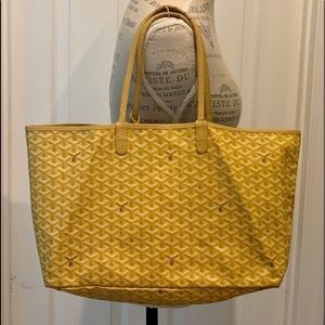 Goyard St. Louis Yellow Canvas Leather Tote Bag